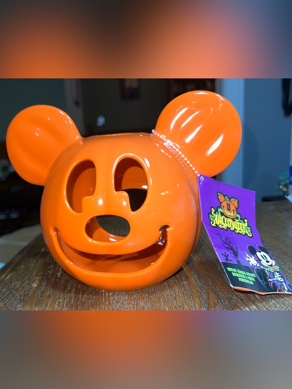 Disney Mickey Mouse Halloween Jack-O'-Lantern Votive Candle Holder - NWT